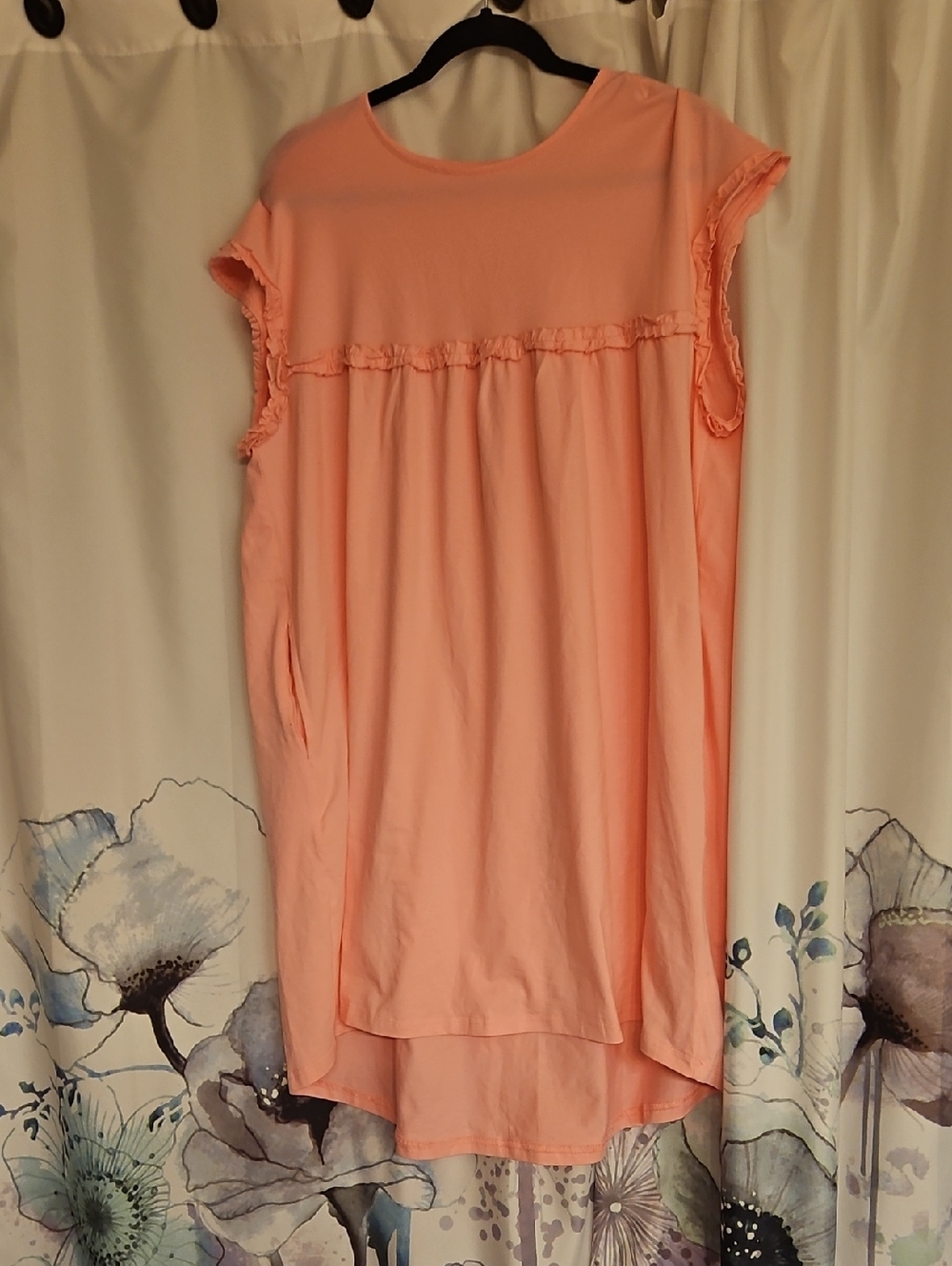 Pink Ruffle-Trim Mini Dress Oversized Could Fit Xl And 1 X